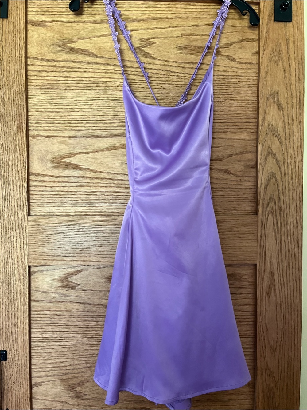 Lucy in the Sky Lavender Satin Cowl Neck Mini Dress